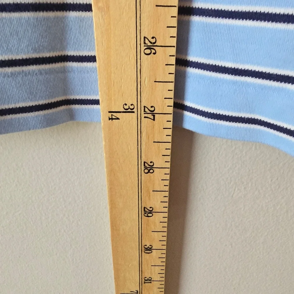 Polo Ralph Lauren Mens Large Blue Striped Short‎ Sleeve Cotton Polo Shirt L